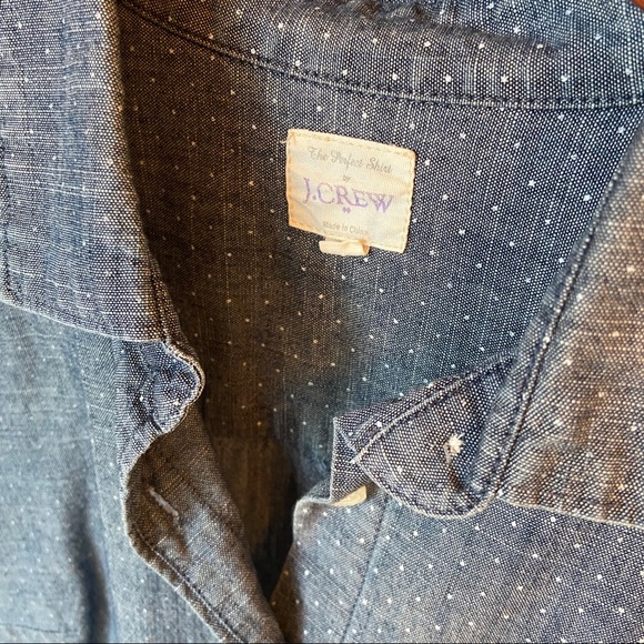 J.Crew chambray polka dot button up shirt XXS - Picture 7 of 9